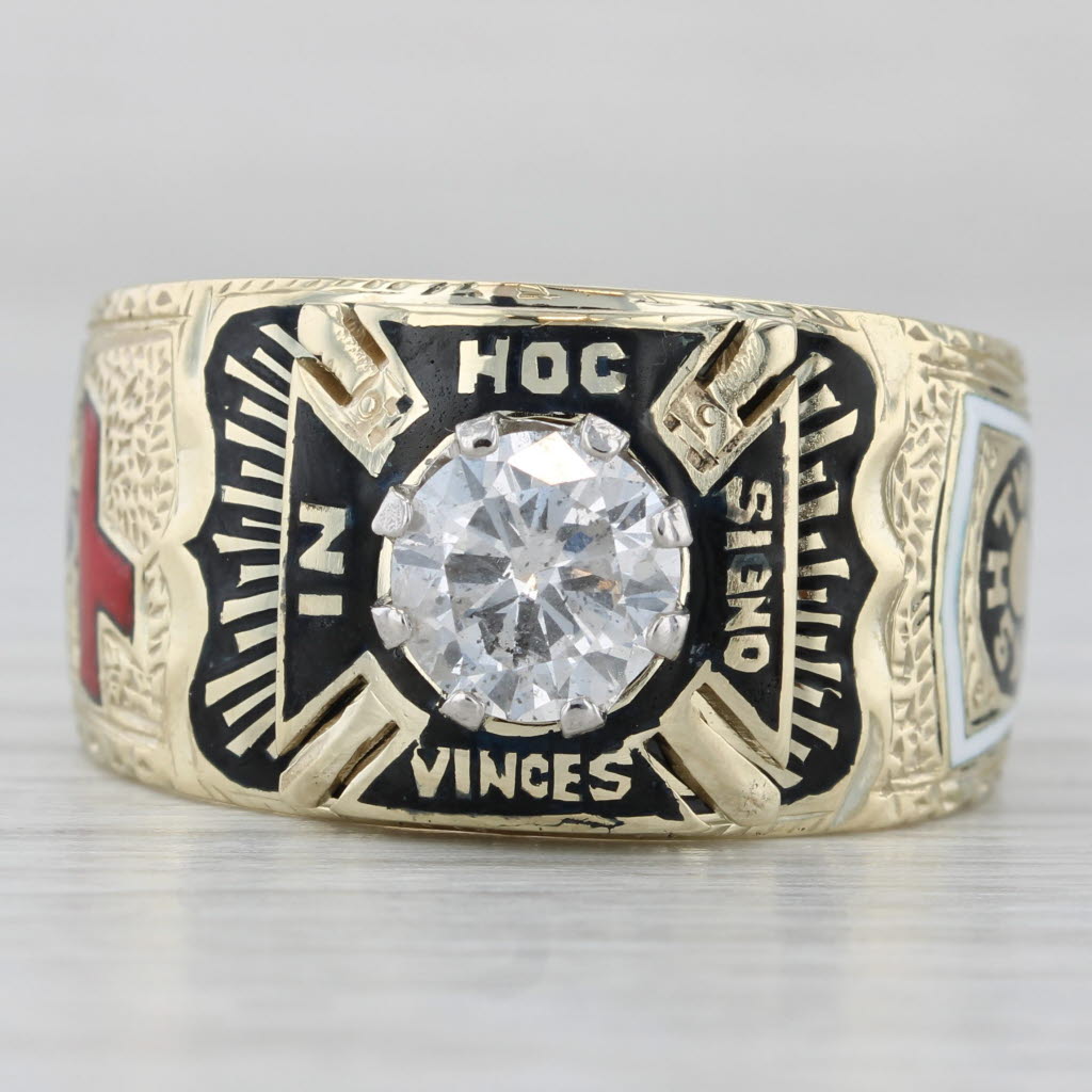 Gray Antique Diamond Masonic Ring Knights Templar Royal Arch York Rite 14k Gold