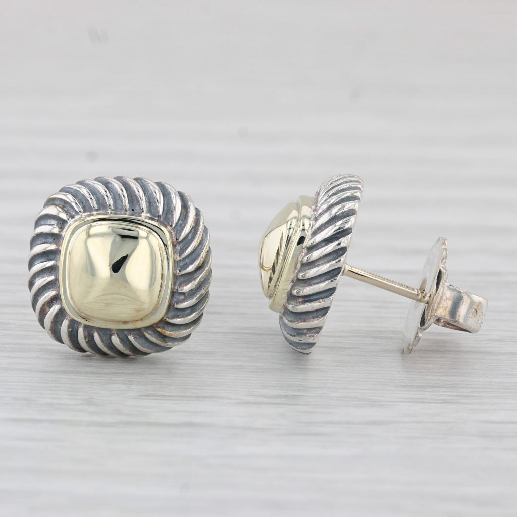 Light Gray David Yurman Albion Stud Earrings Sterling Silver 14k Yellow Gold
