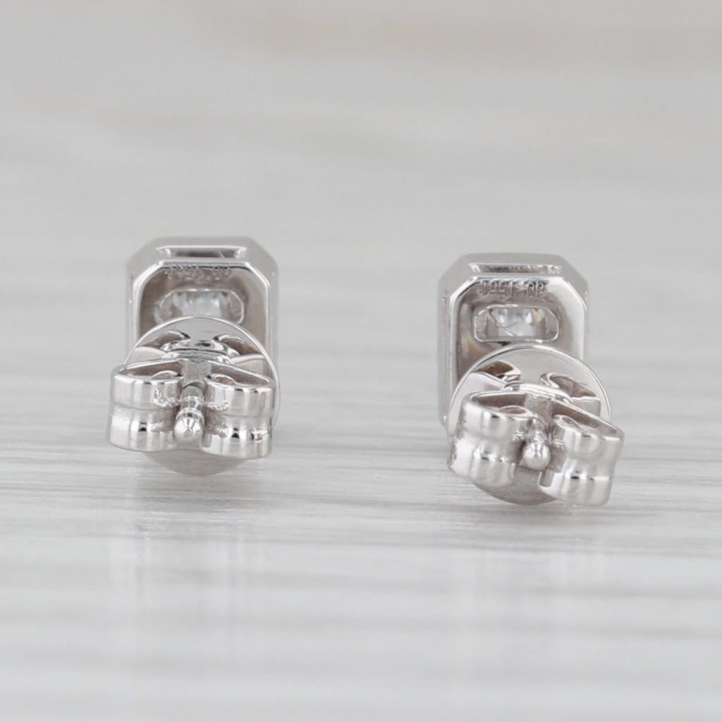 Gray New 0.30ctw Emerald Cut Lab Grown Diamond Stud Earrings 14k Gold Solitaire Studs