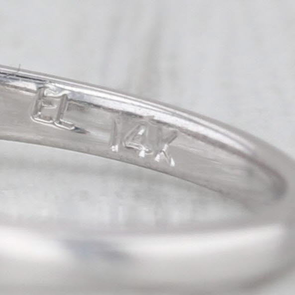 0.24ctw Blue Diamond 3-Stone Ring 14k White Gold Sz 6.25 Stackable Wedding Band