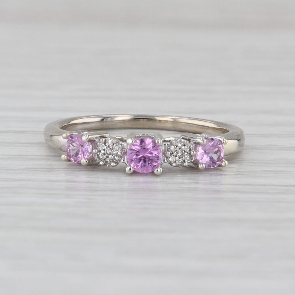 0.59ctw Pink Sapphire Diamond Ring 14k White Gold Size 7 Stackable