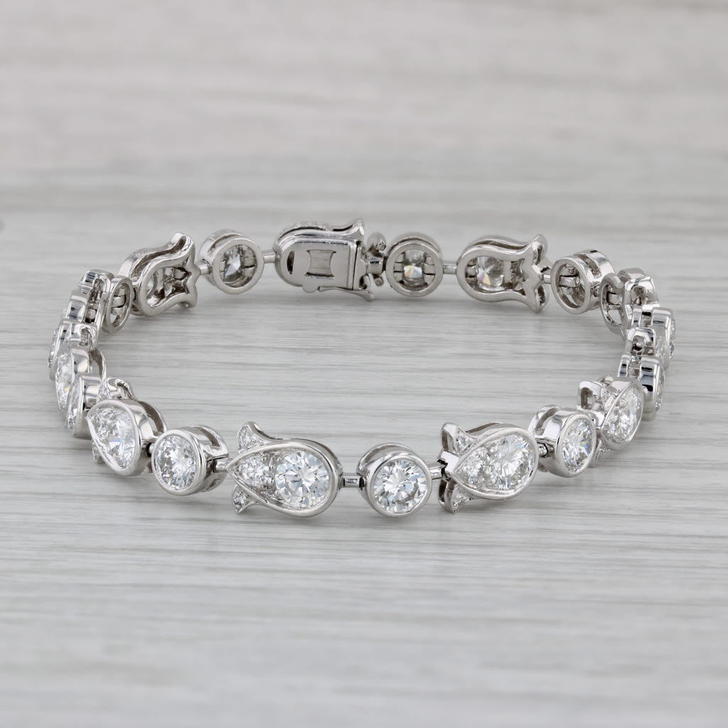 Gray Cartier 6.25ctw VVS Diamond Tulip Tennis Bracelet & Box 950 Platinum 6.75"