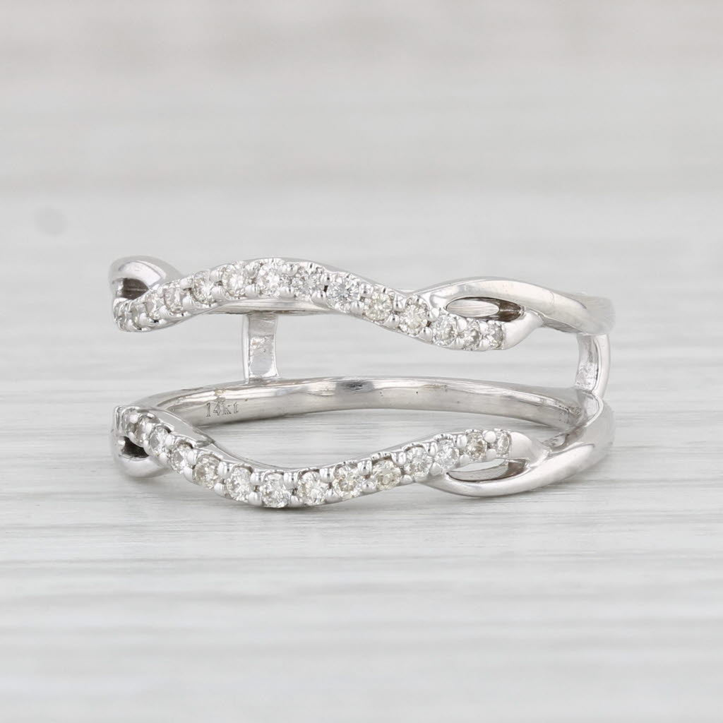 Light Gray Diamond Wedding Band Ring Jacket 14k White Gold Size 5.5 Enhancer Guard Wrap