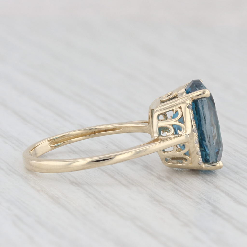 Light Gray 6.31ctw London Blue Topaz Diamond Ring 10k Yellow Gold Size 7 Cathedral Band
