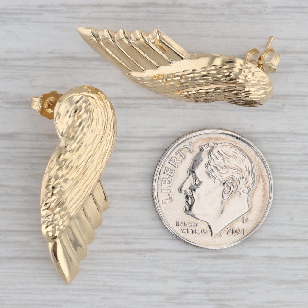 Gray Lightweight Wing Drop Earrings 18k Yellow Gold Statement