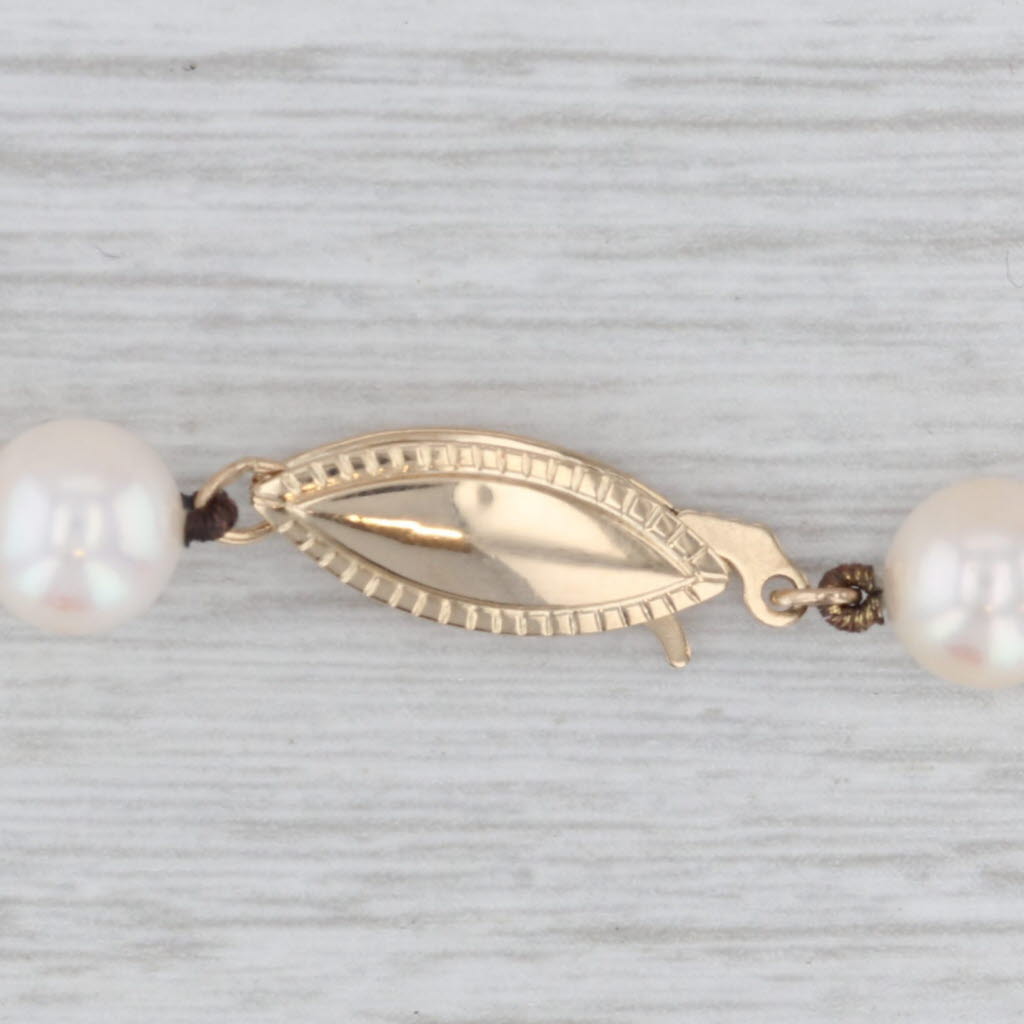 Cultured Pearl Single Strand Bead Necklace 25.5" 7mm 14k Gold Clasp