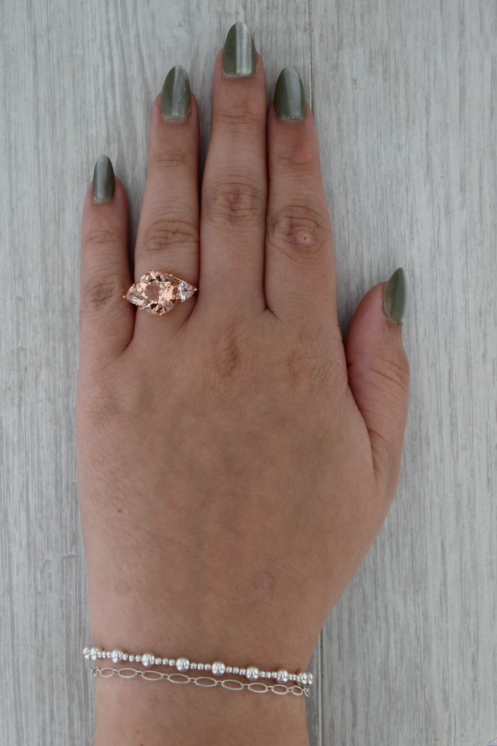 6.60ctw Round Morganite Ring 10k Rose Gold Size 6.25