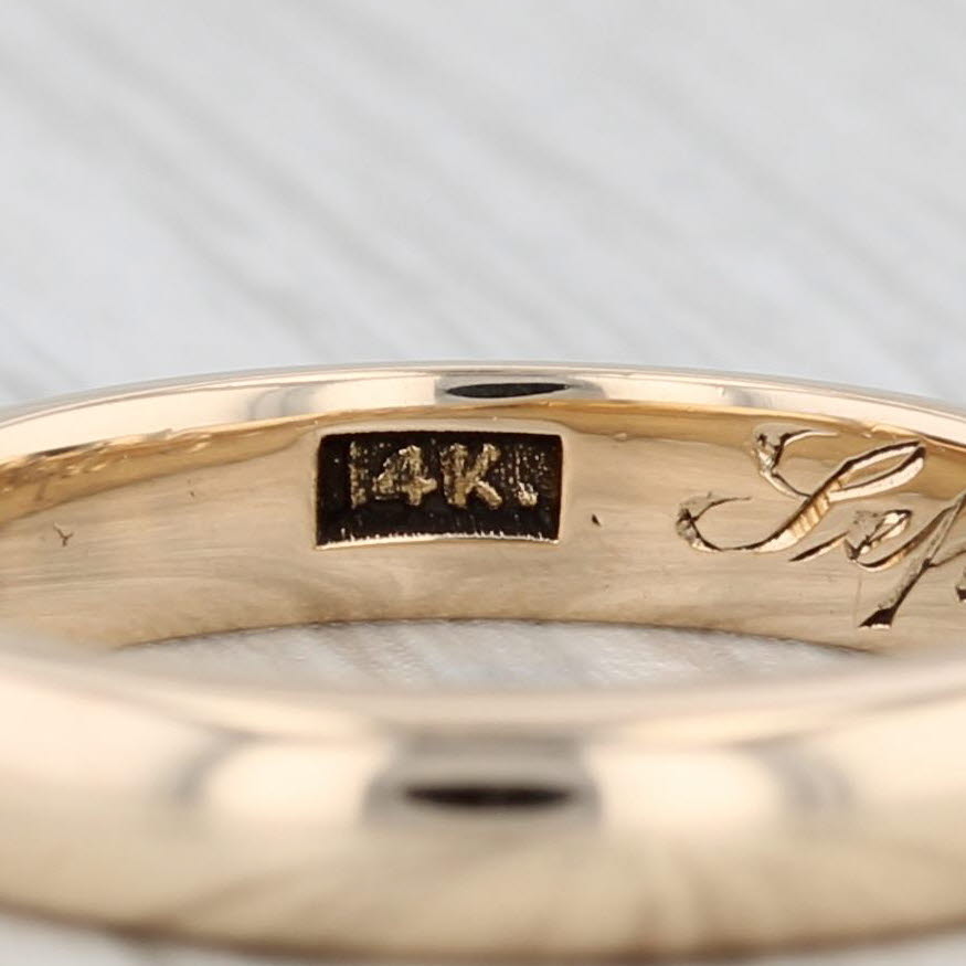 Light Gray Antique Wedding Band 14k Yellow Gold Stackable Ring Size 5.5
