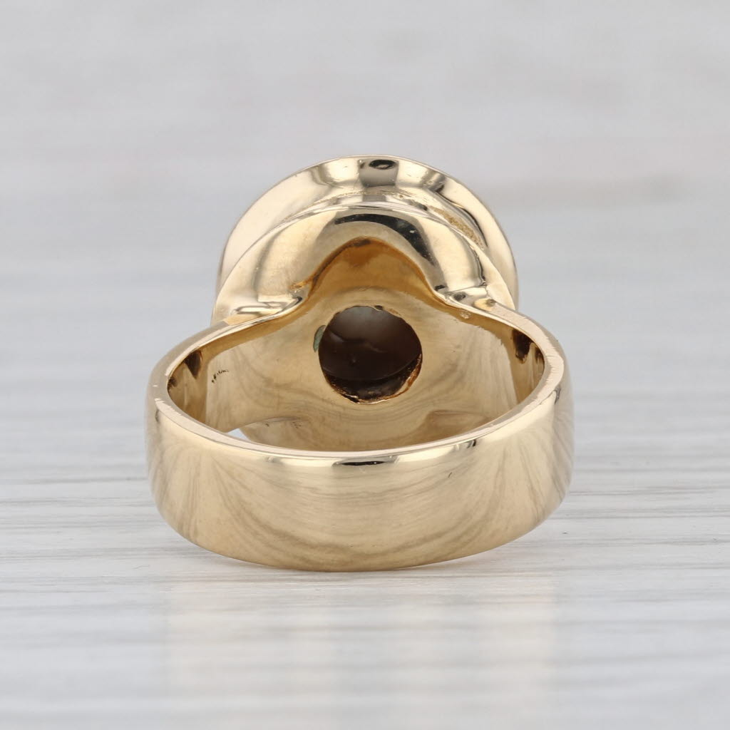 Mabe Pearl Solitaire Ring 18k Yellow Gold Size 6