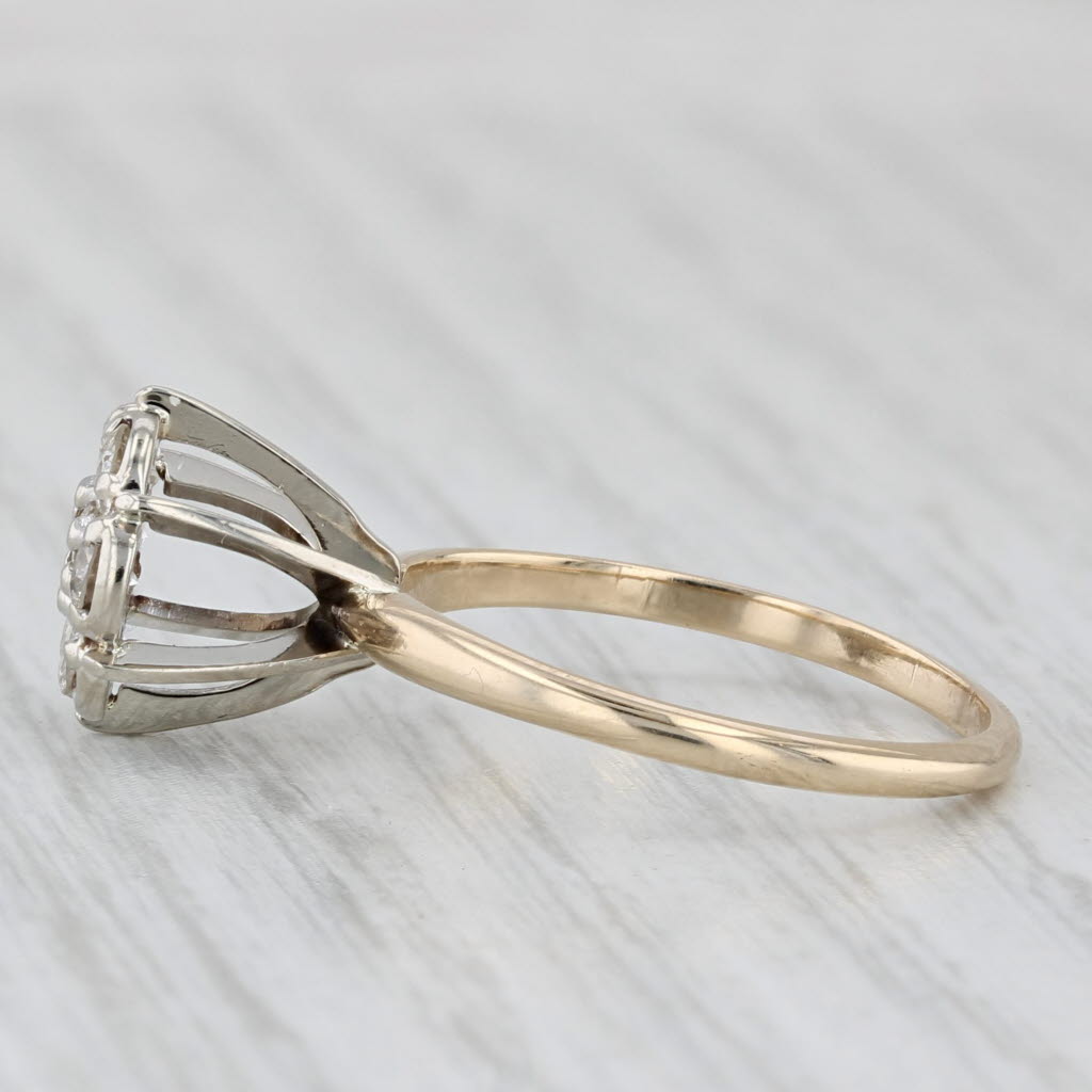 Light Gray Vintage 0.40ctw Diamond Cluster Engagement 10k Gold Size 6 2-Toned