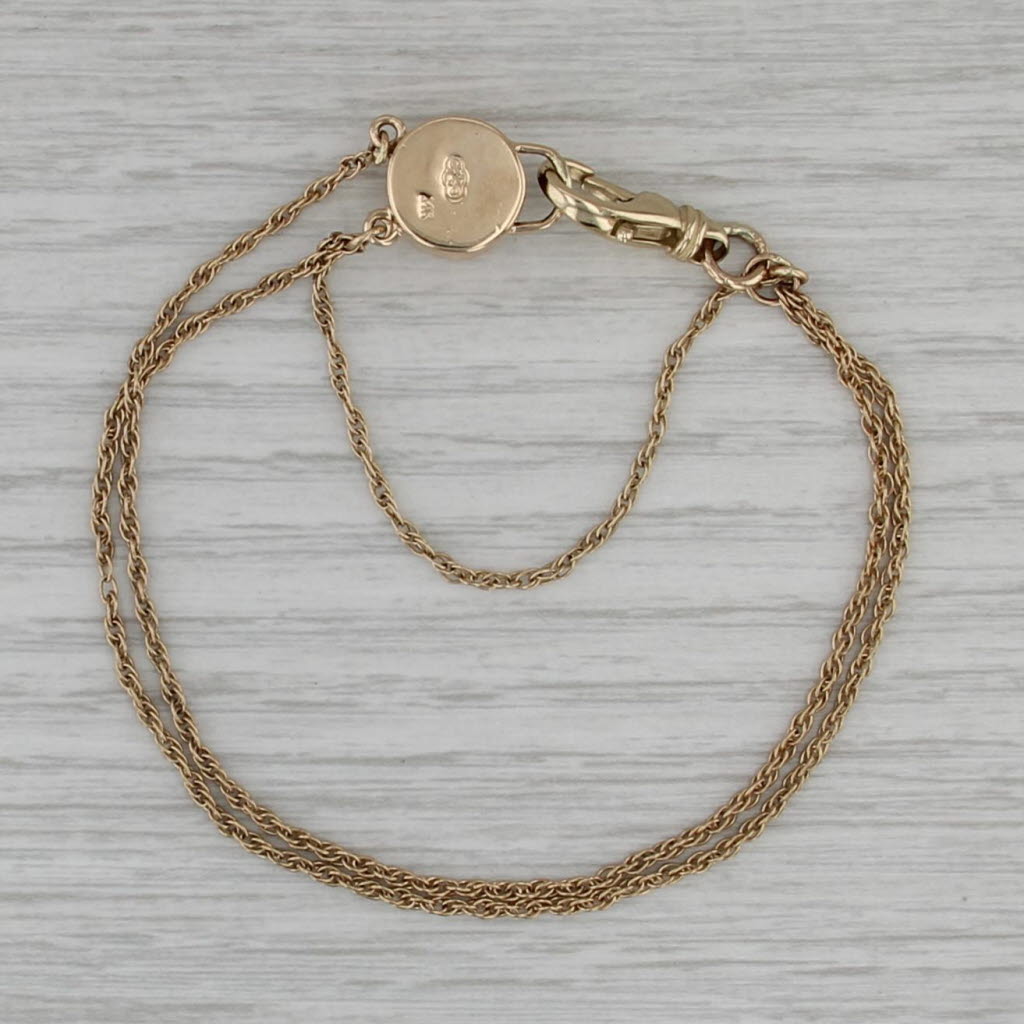 Old Victoria Slide Charm Bracelet 14k Yellow Gold 7.25" 0.12ctw Emerald Clasp