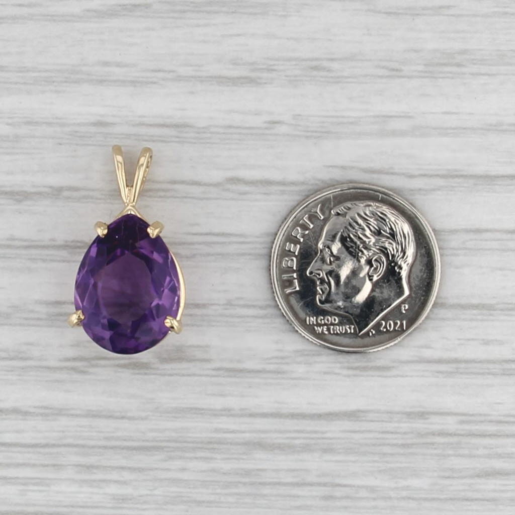 6ctw Pear Amethyst Teardrop Solitaire Pendant 14k Yellow Gold