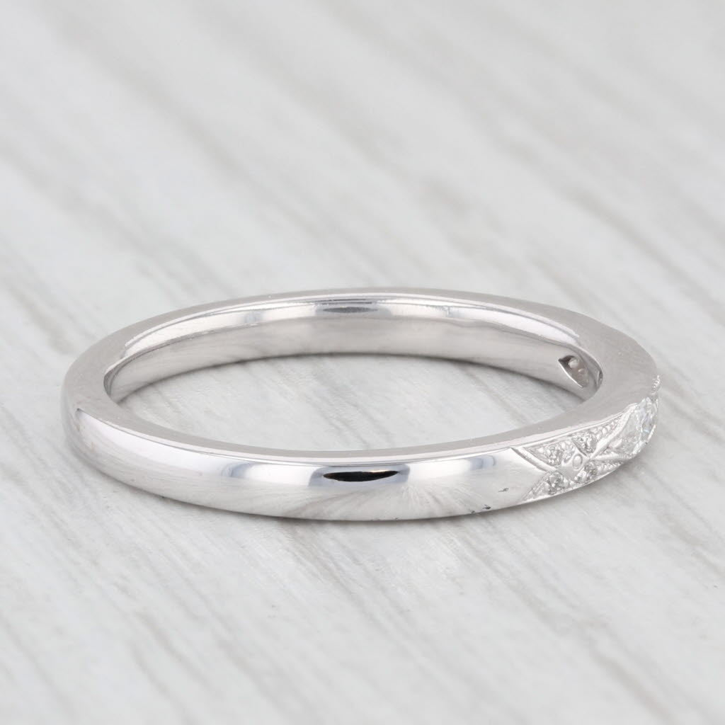 Light Gray New Beverley K 0.10ctw Wedding Band 18k White Gold Stackable Ring Size 6.75