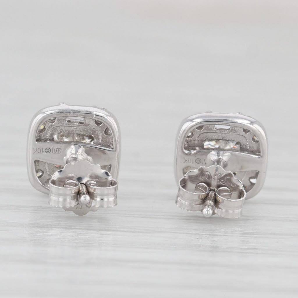 Light Gray 0.52ctw Diamond Halo Stud Earrings 10k White Gold