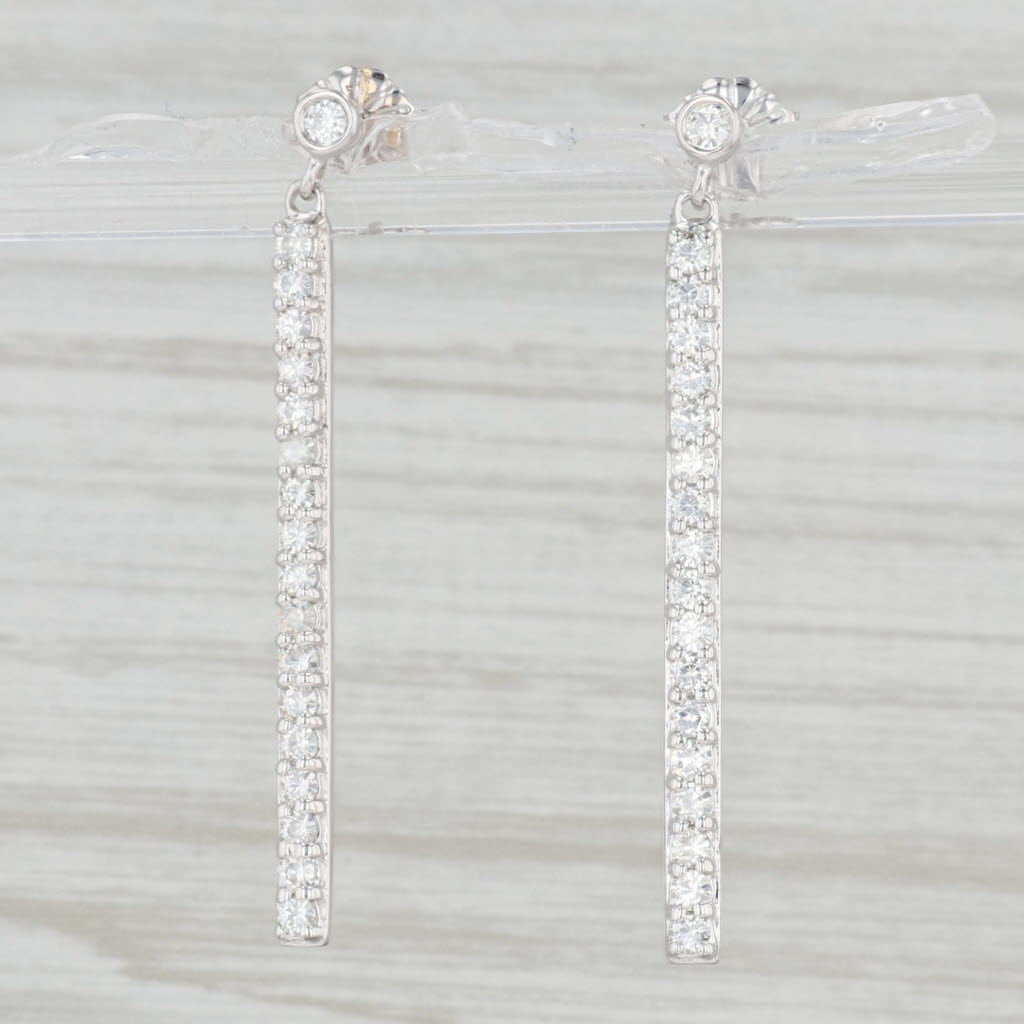Light Gray 0.75ctw Moissanite Journey Earrings 14k White Gold Pierced Dangles