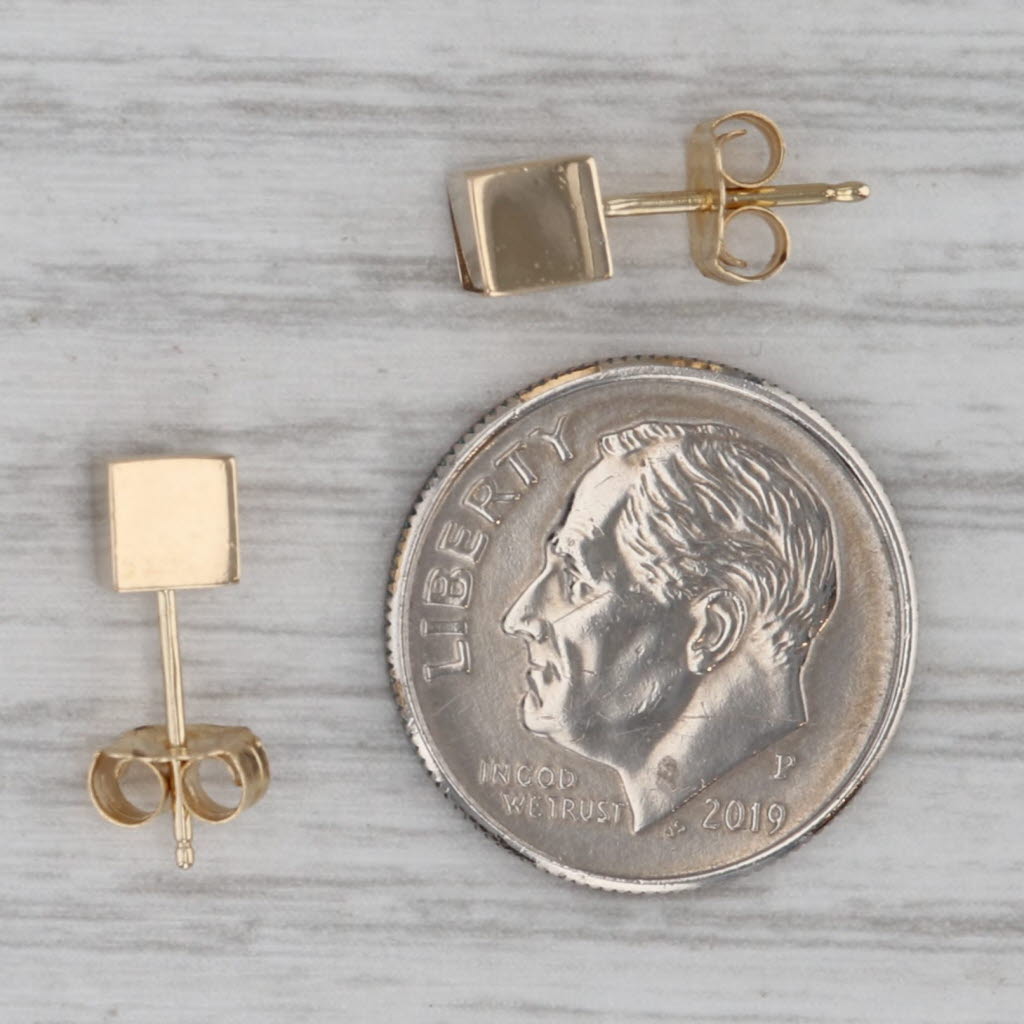 Square Block Stud Earrings 14k Yellow Gold 4.3mm