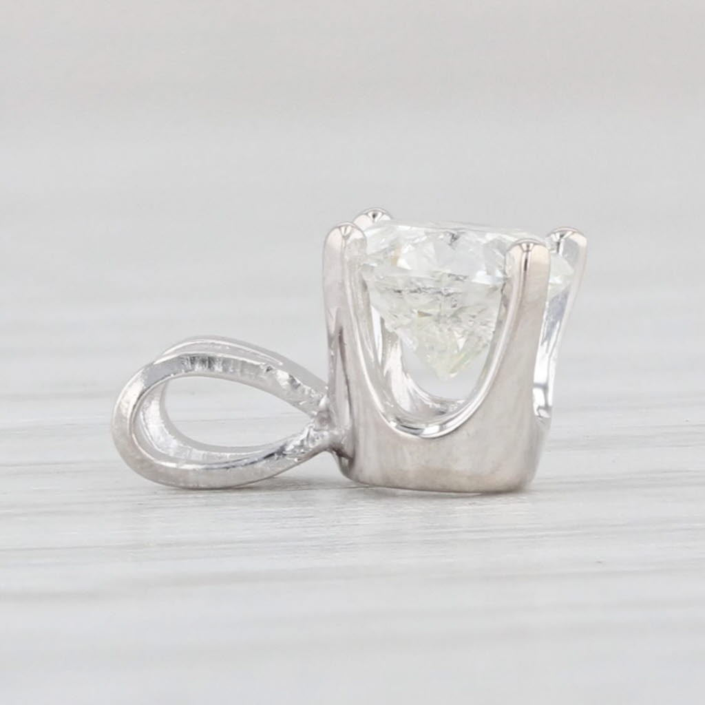 Light Gray 0.55ct Round Diamond Solitaire Pendant 14k White Gold Small Drop