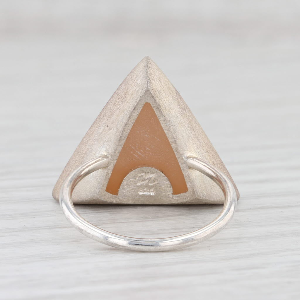 New Nina Wynn Trio Sand Druzy Quartz Ring Sterling Silver Statement Size 7.25
