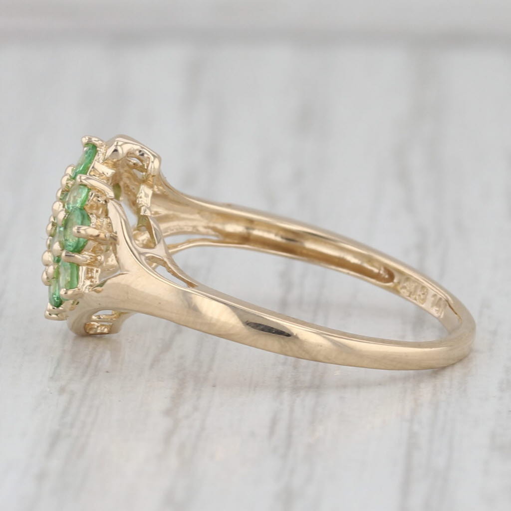 1.10ctw Mint Green Garnet Cluster Ring 14k Yellow Gold Size 8.25