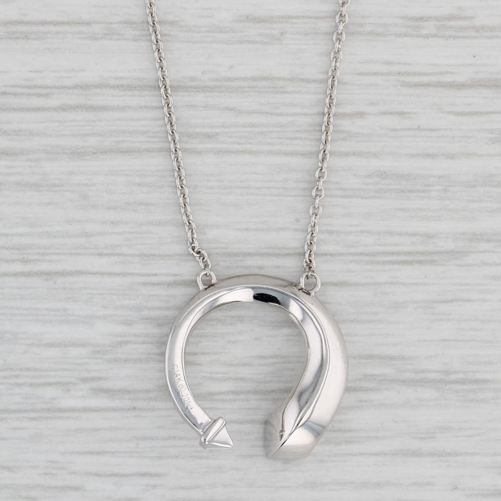 Gray New 0.20ctw Diamond Cuff Pendant Necklace 14k White Gold Cable Chain 17"-18"