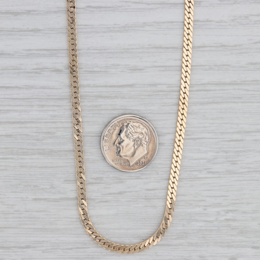 Gray Cuban Curb Link Chain Necklace 14k Yellow Gold Italy 18.5" 2.8mm