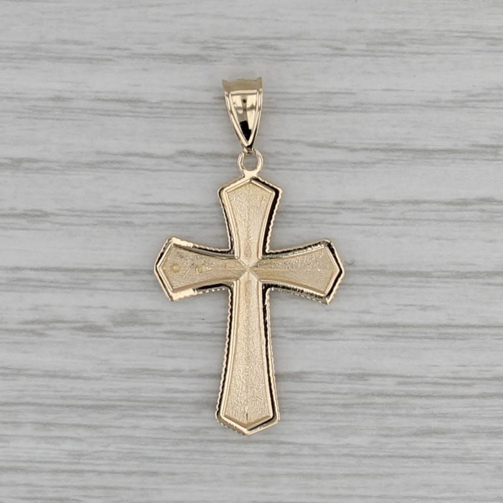 Ridged Pattern Cross Pendant 14k Yellow Gold