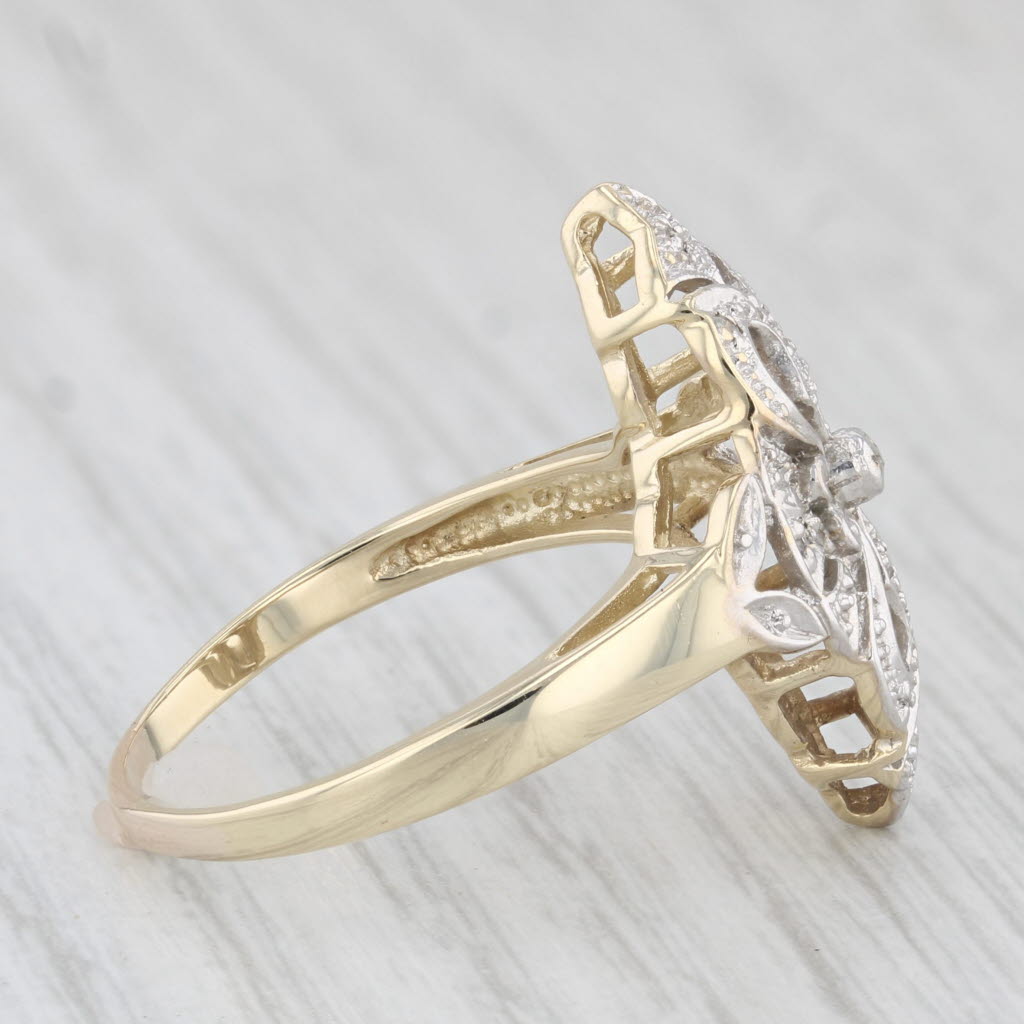 Light Gray Diamond Accented Opening Ring 10k Yellow White Gold Size 9.5