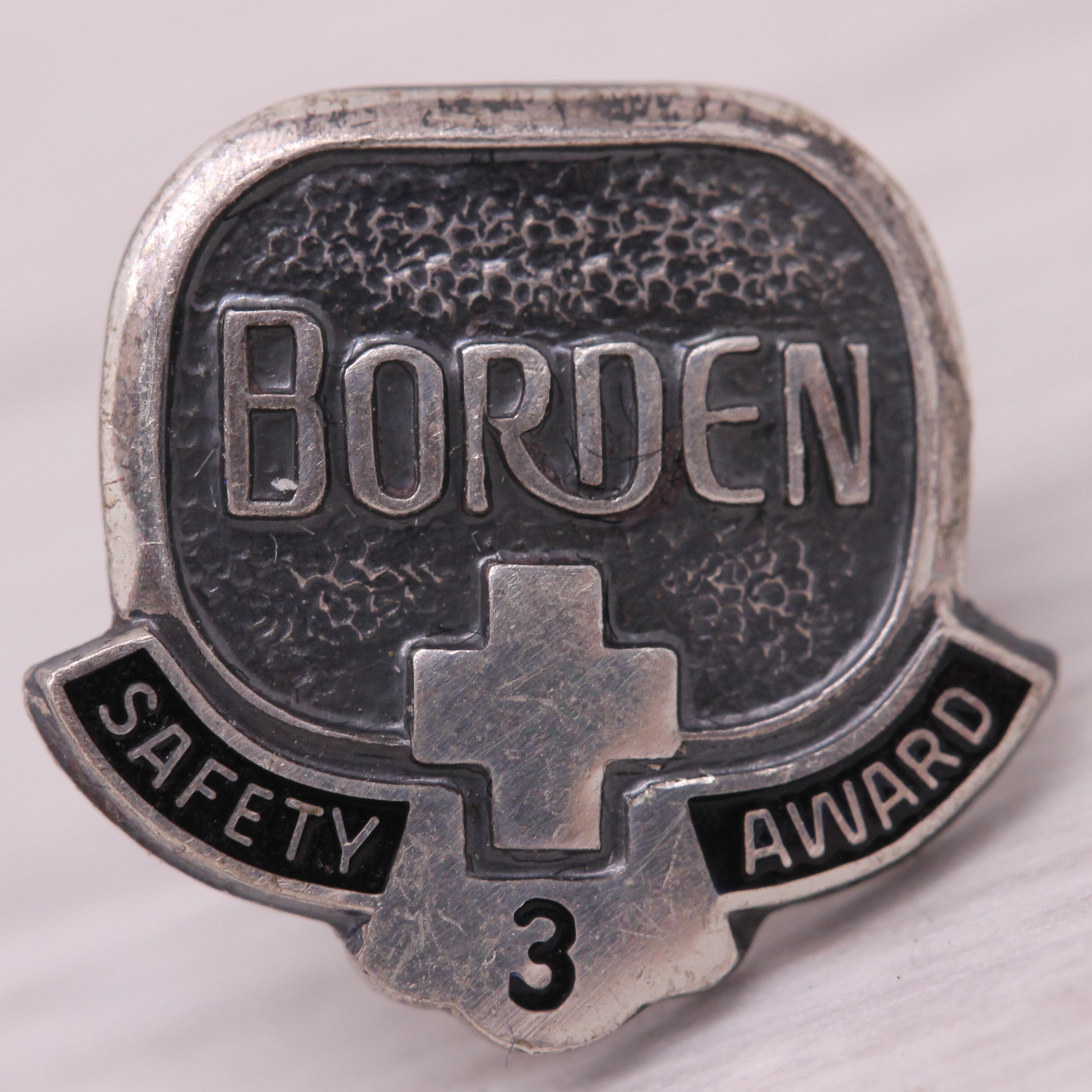 Gray Borden Dairy Safety Award 3 Years Service Pin Sterling Silver Vintage