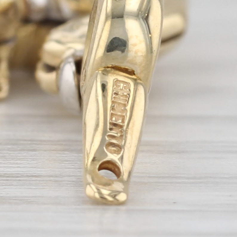 Cat Wearing Diamond Bow Tie Pendant 18k Yellow Gold Kitten Charm Enhancer Bail