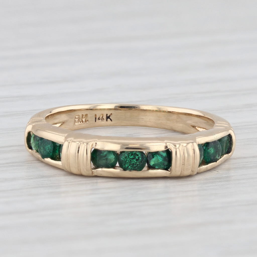 Light Gray 0.60ctw Emerald Band 14k Yellow Gold Size 7 Wedding Stackable Ring