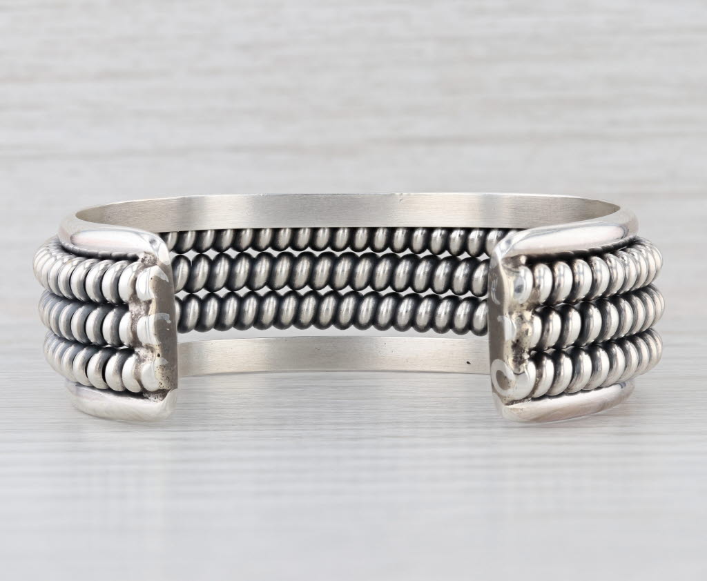 P Tsosie Sr Navajo Native American Cuff Bracelet Sterling Silver 6.5" 21.1mm
