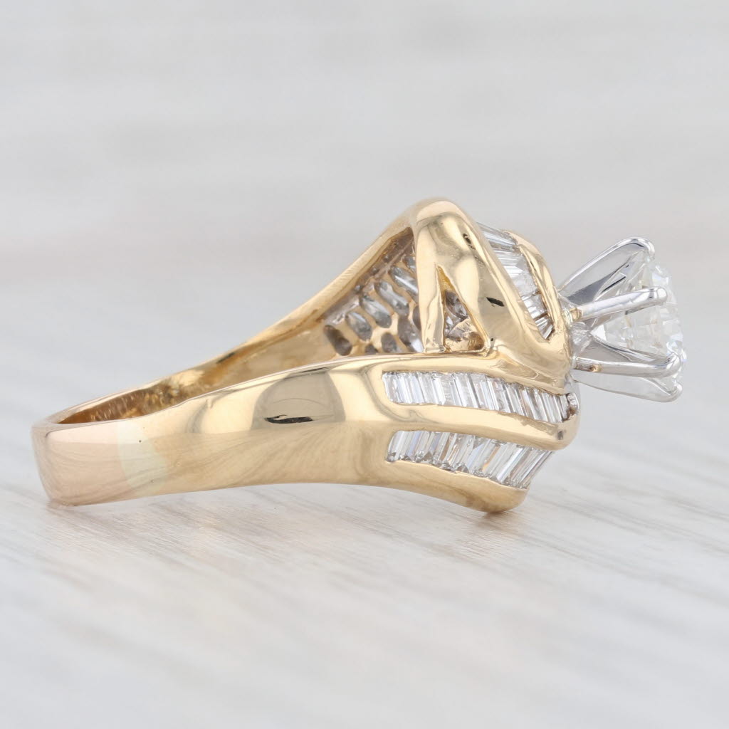 Light Gray 2.82ctw Diamond Engagement Ring 18k Gold Size 8.5 Bypass Round GIA