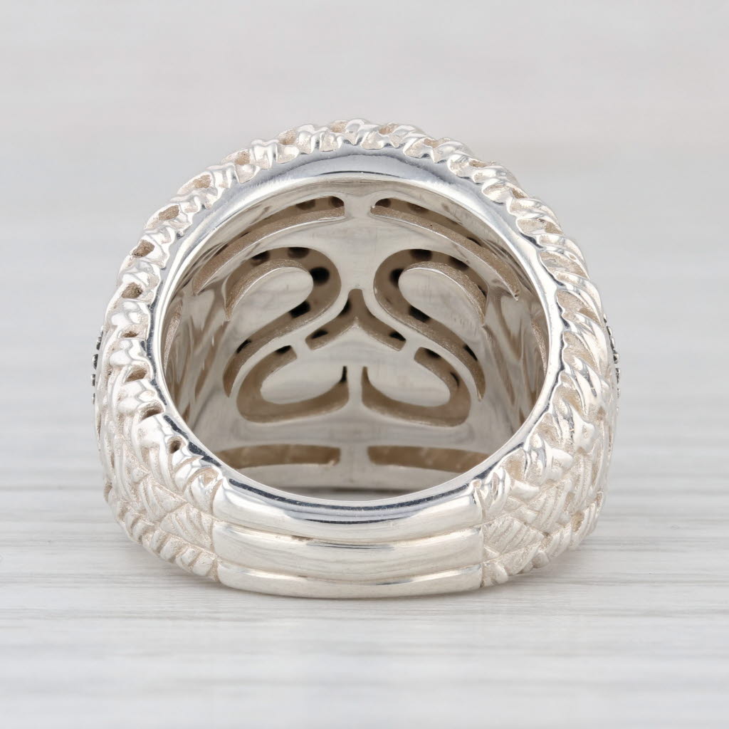 Slane & Slane Basketweave 2.40ctw Black Sapphire Ring Sterling Silver Cocktail