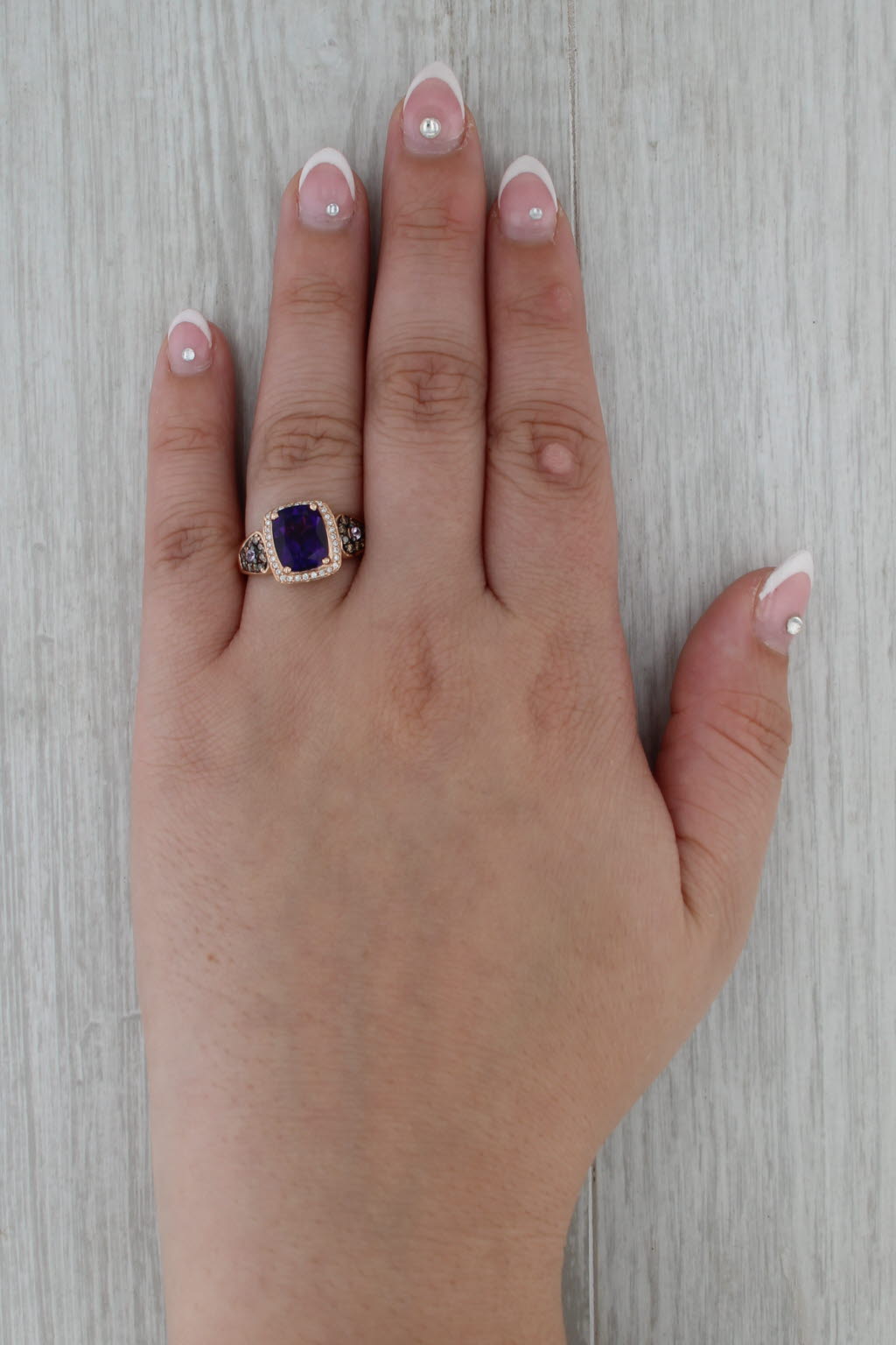 Le Vian Amethyst Diamond Halo Sapphire Ring 14k Rose Gold Size 8