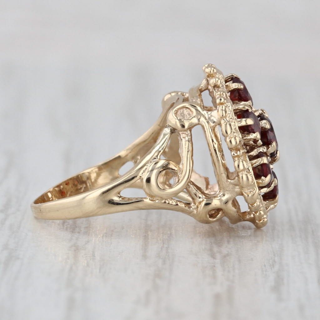 1.05ctw Garnet Flower Cluster Ring 14k Yellow Gold Size 4 Cocktail