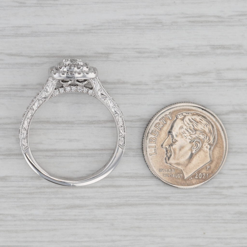 Gray 0.87ctw Round Diamond Halo Engagement Ring 14k White Gold Size 7.75