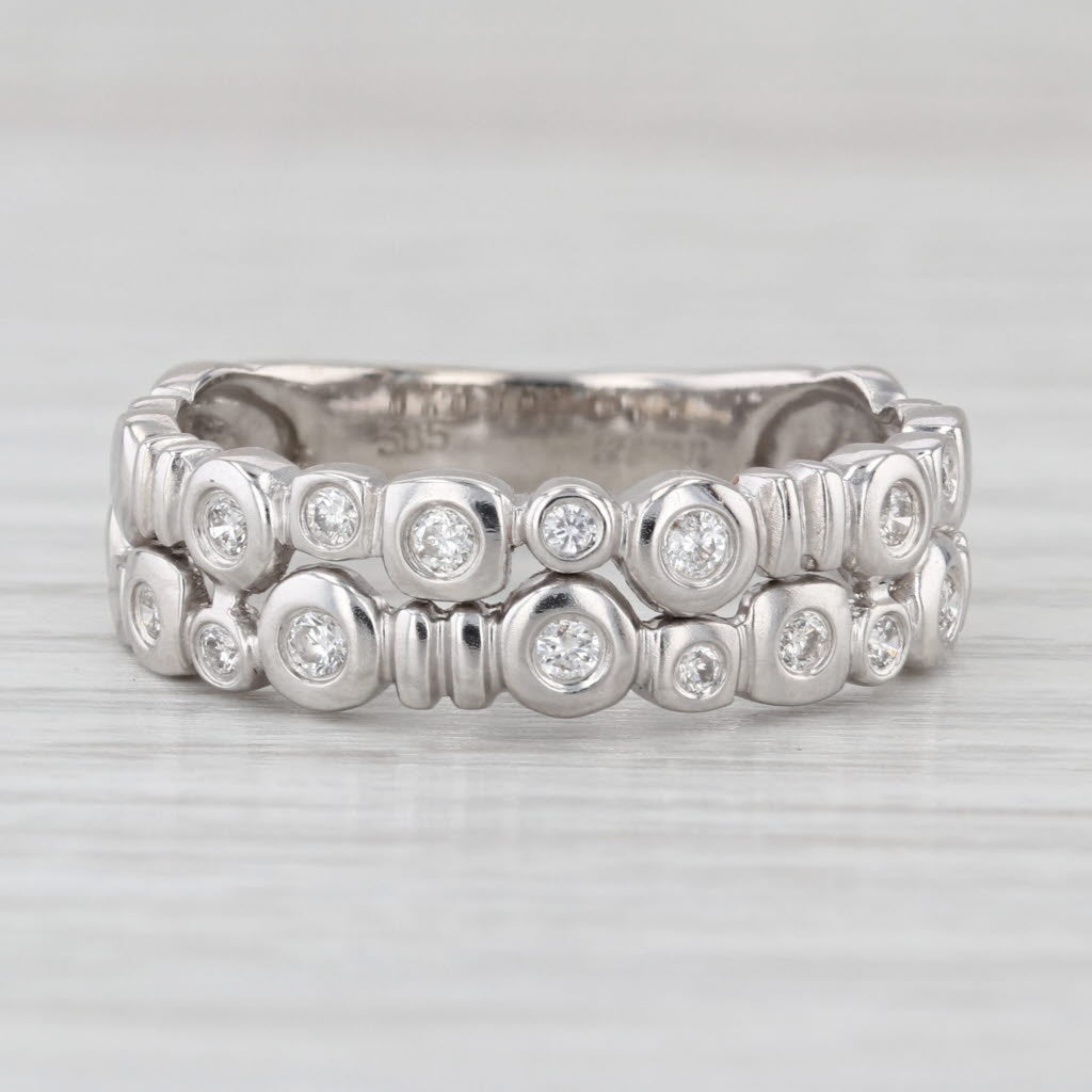 Sonia B 0.27ctw Diamond Double Band Ring 14k White Gold Wedding Stackable