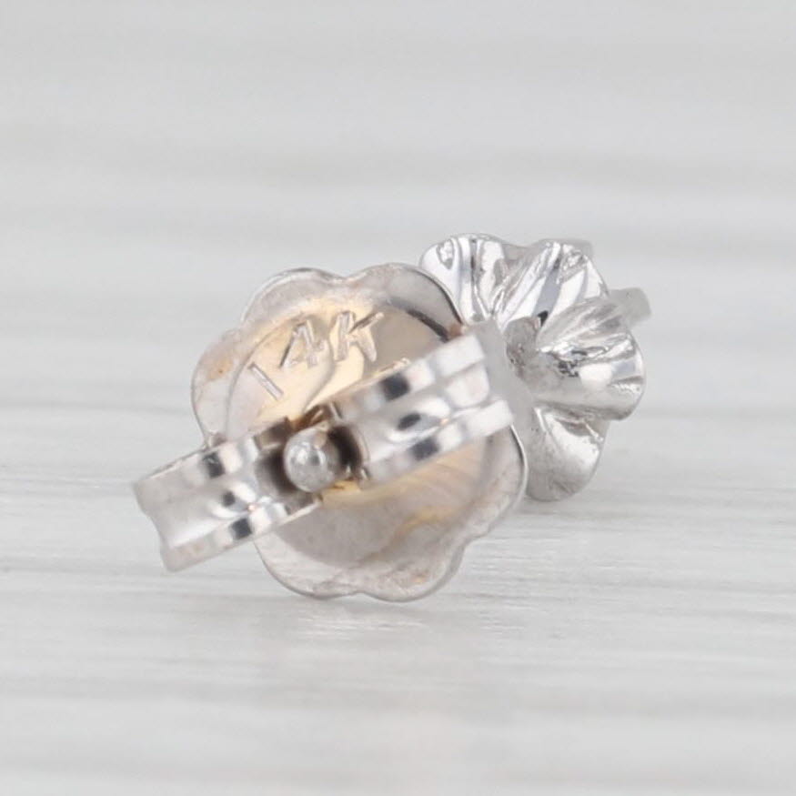 Light Gray Diamond Round Solitaire Buttercup Stud Earrings 14k White Gold