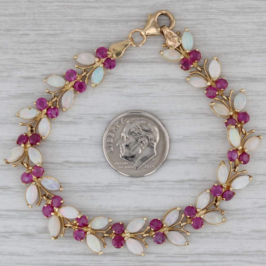 Opal Ruby Butterfly Bracelet 14k Yellow Gold 6.75" 10.1mm Milor Italy