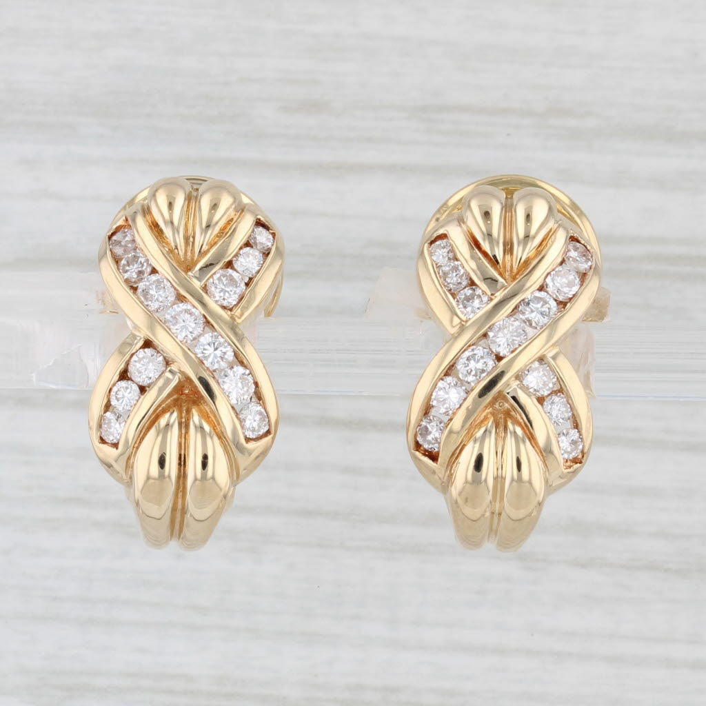Light Gray 0.66ctw Diamond X Drop Earrings 18k Yellow Gold Omega Backs