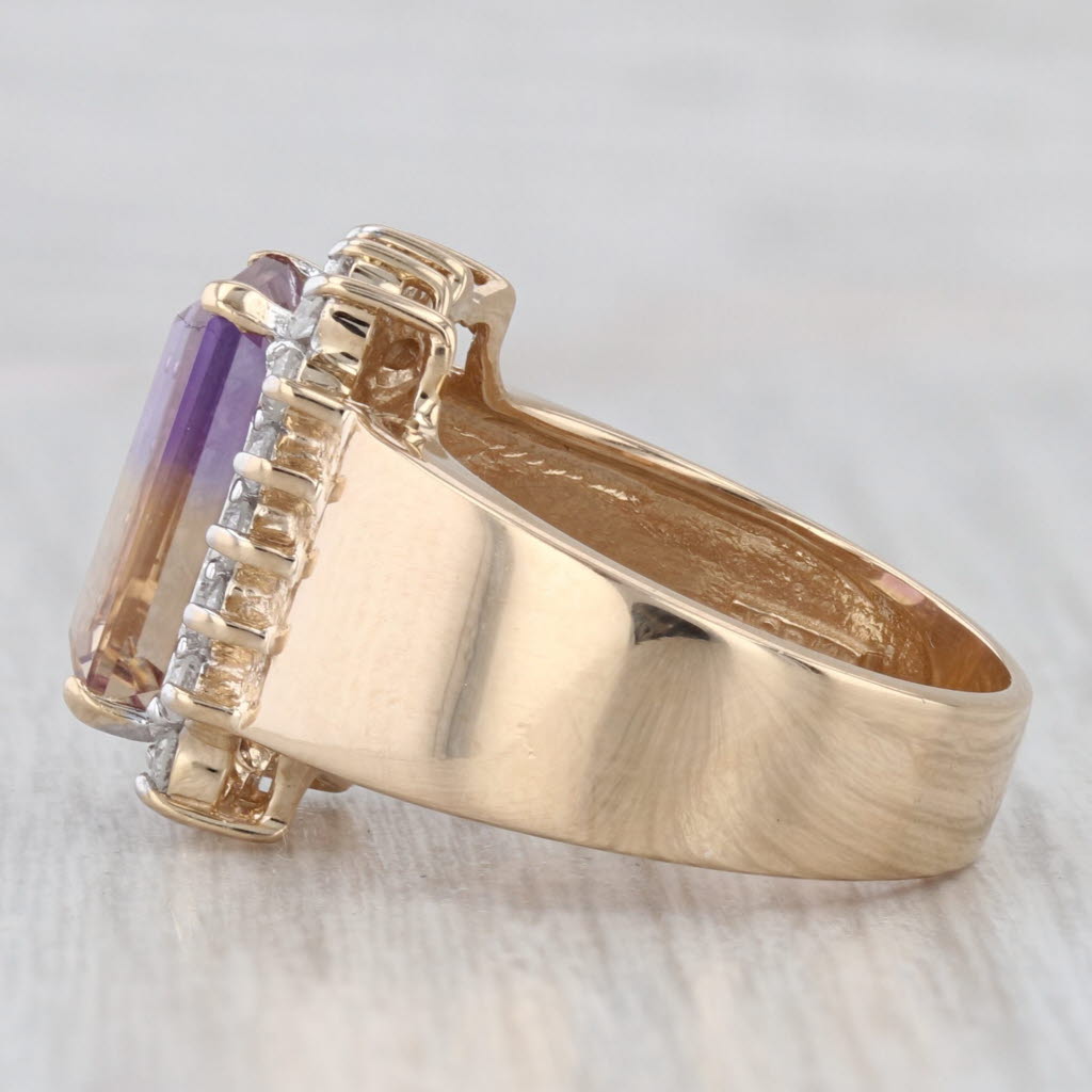 Light Gray 3.36ctw Ametrine Diamond Halo Ring 14k Yellow Gold Size 6-6.25