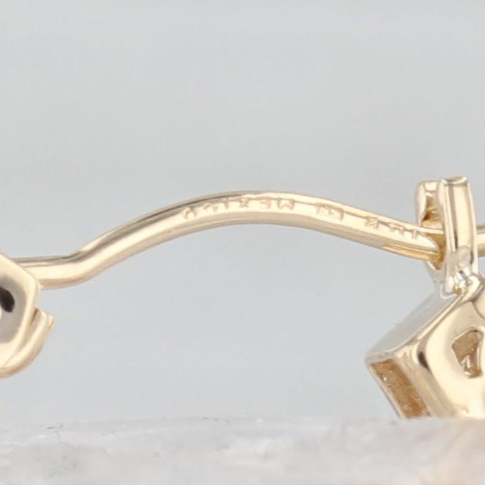 Cubic Zirconia Hoop Huggie Earrings 14k Yellow Gold Snap Top Hoops