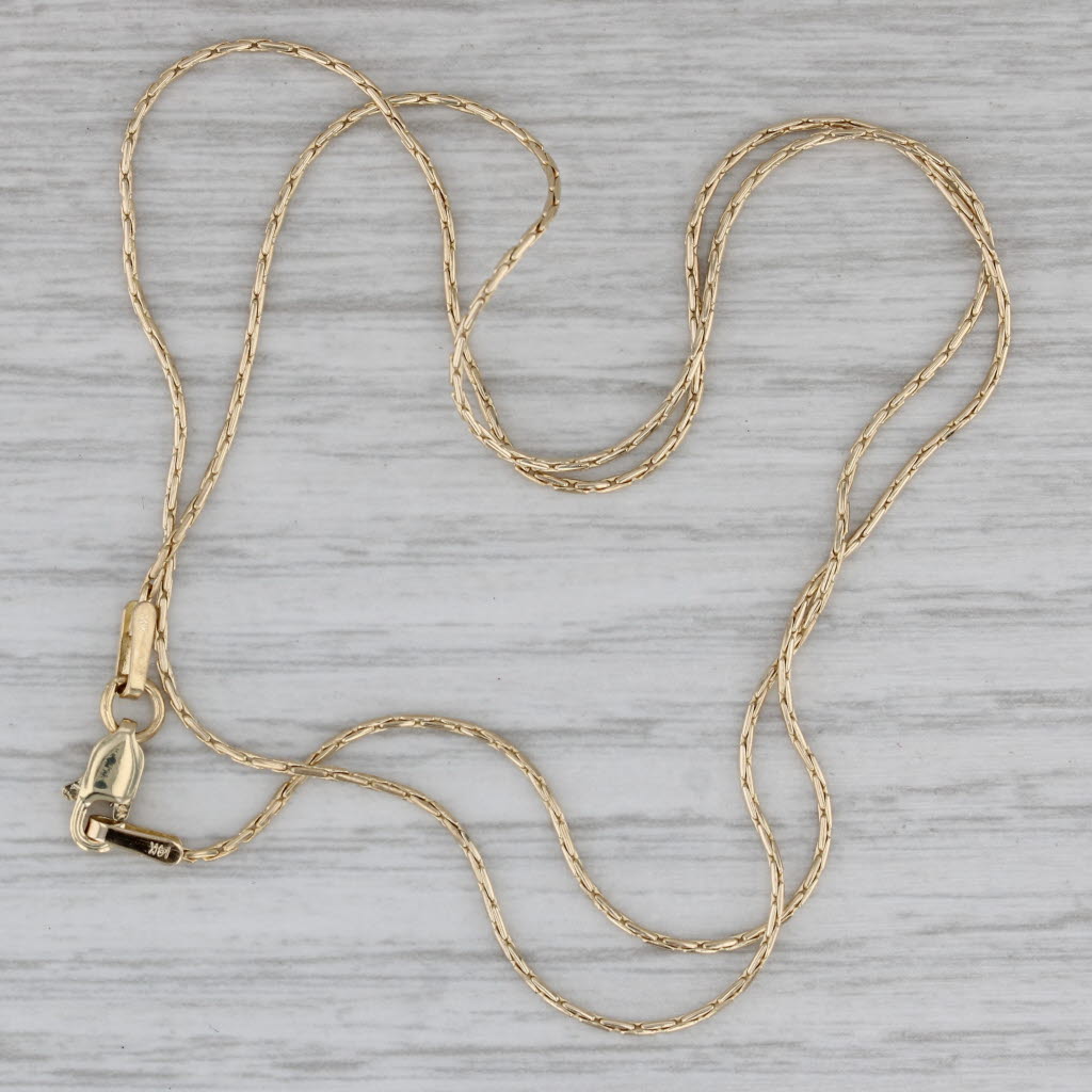 Gray Bar Link Box Chain 14k Yellow Gold 18.25" 0.8mm