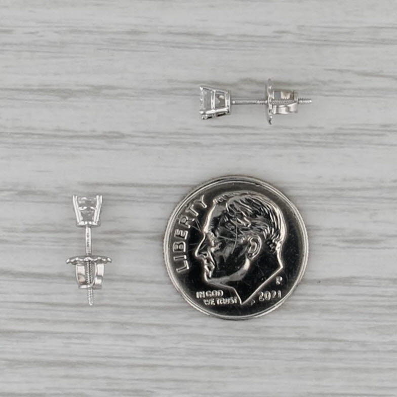 0.48ctw Diamond Round Solitaire Stud Earrings 14k White Gold Screw Back Studs