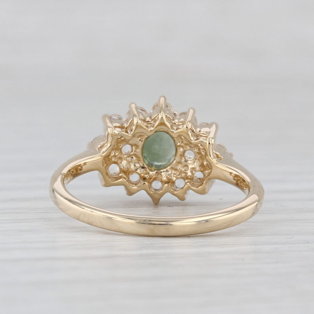 Light Gray 1.11ctw Green Tourmaline White Topaz Ring 14k Yellow Gold Size 7