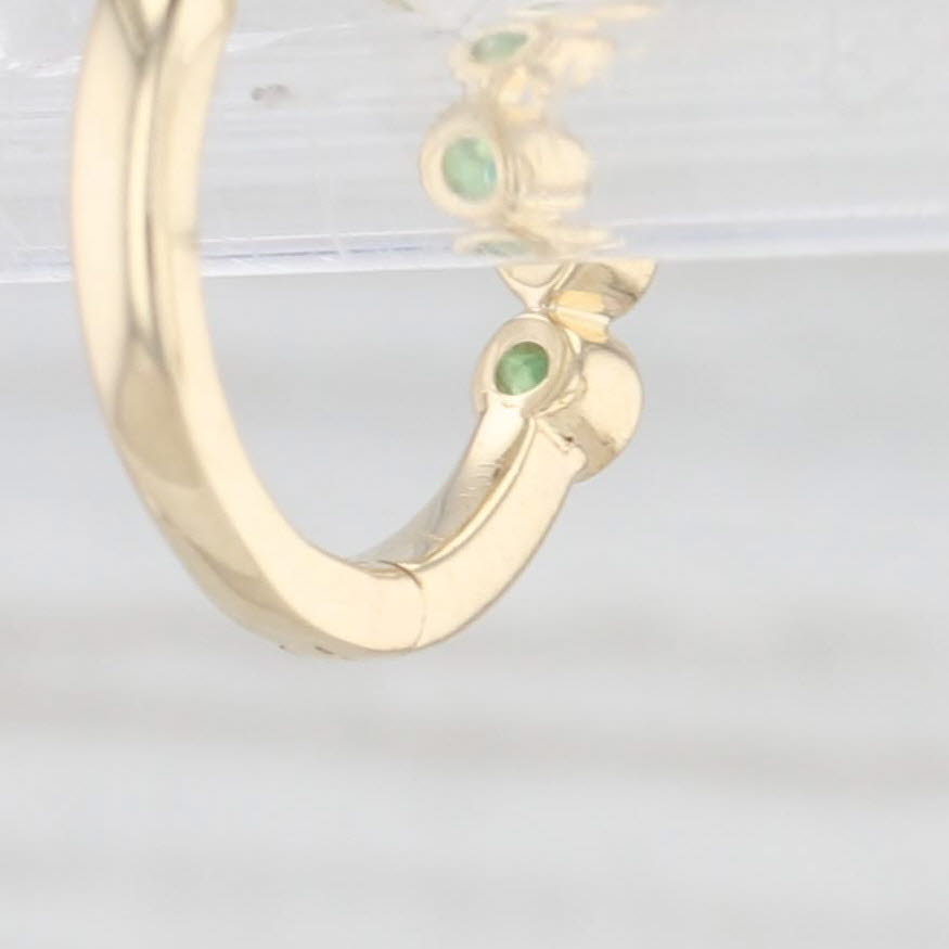 Light Gray New 0.10ctw Emerald Small Hoop Huggie Earrings 10k Yellow Gold