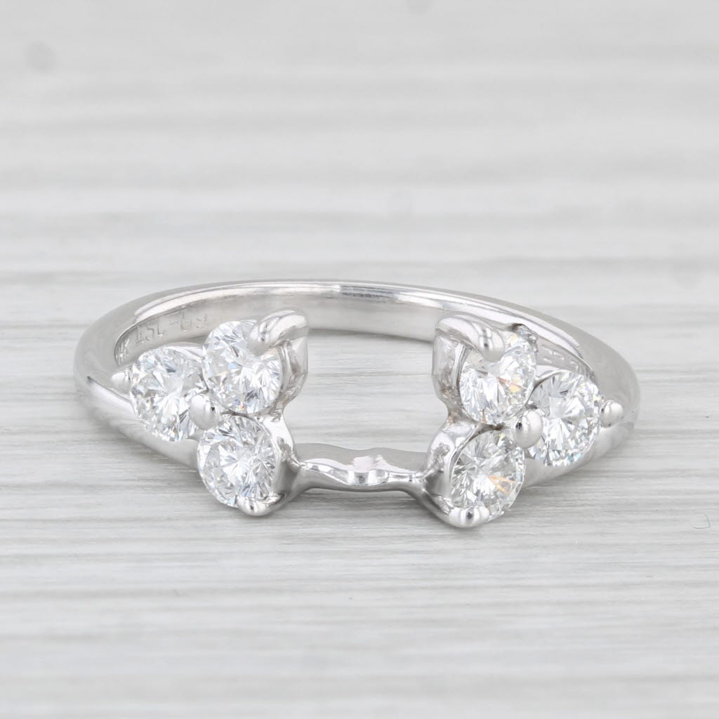 Light Gray Leo 0.75ctw Diamond Ring Guard Wrap 14k White Gold Size 6.25 Wedding Band