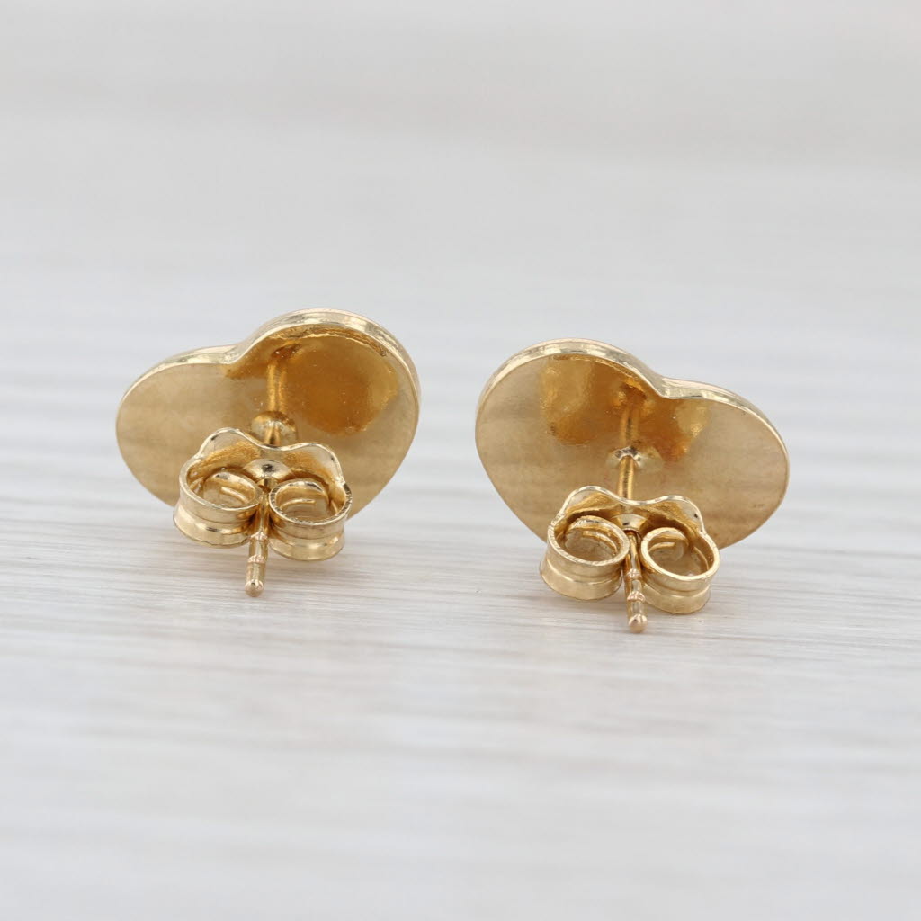 Puffy Heart Stud Earrings 14k Yellow Gold Studs