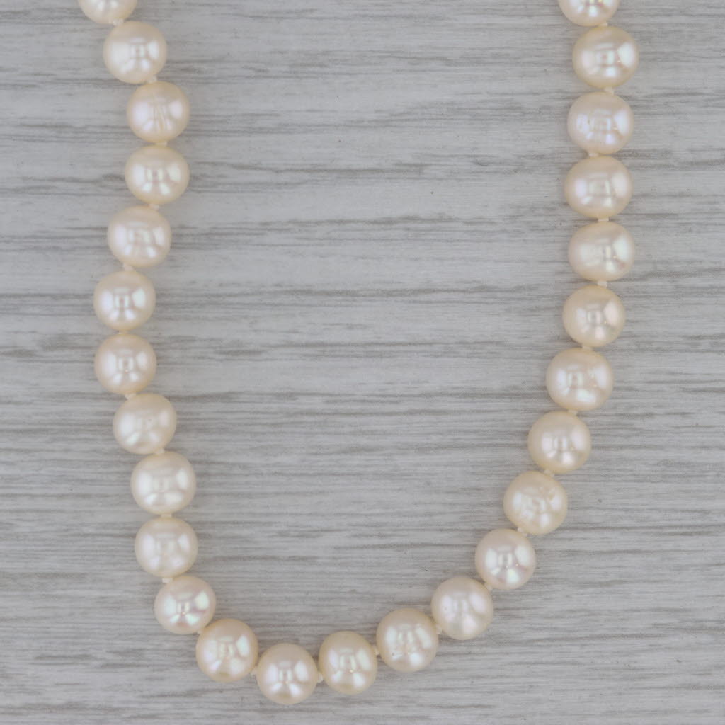 Dark Gray Cultured Pearl Bead Single Strand Necklace 14k Gold Clasp 18.25" 7-7.5mm