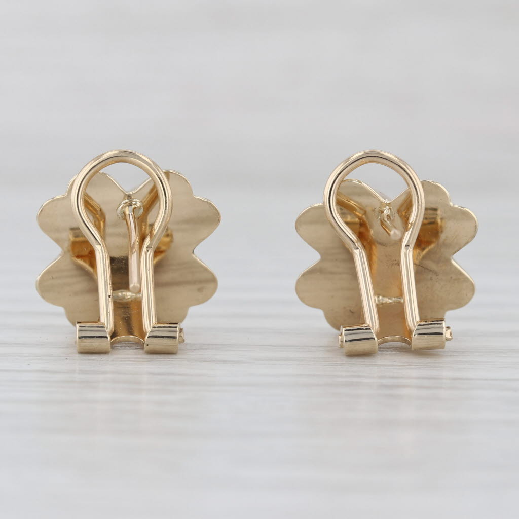 Beveled Knot X Earrings 14k Yellow Gold Omega Back Drops